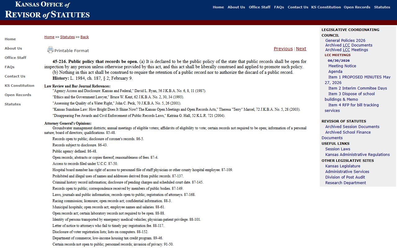 Hamilton County Clerk of the District Court records and Kansas Open Records Act title