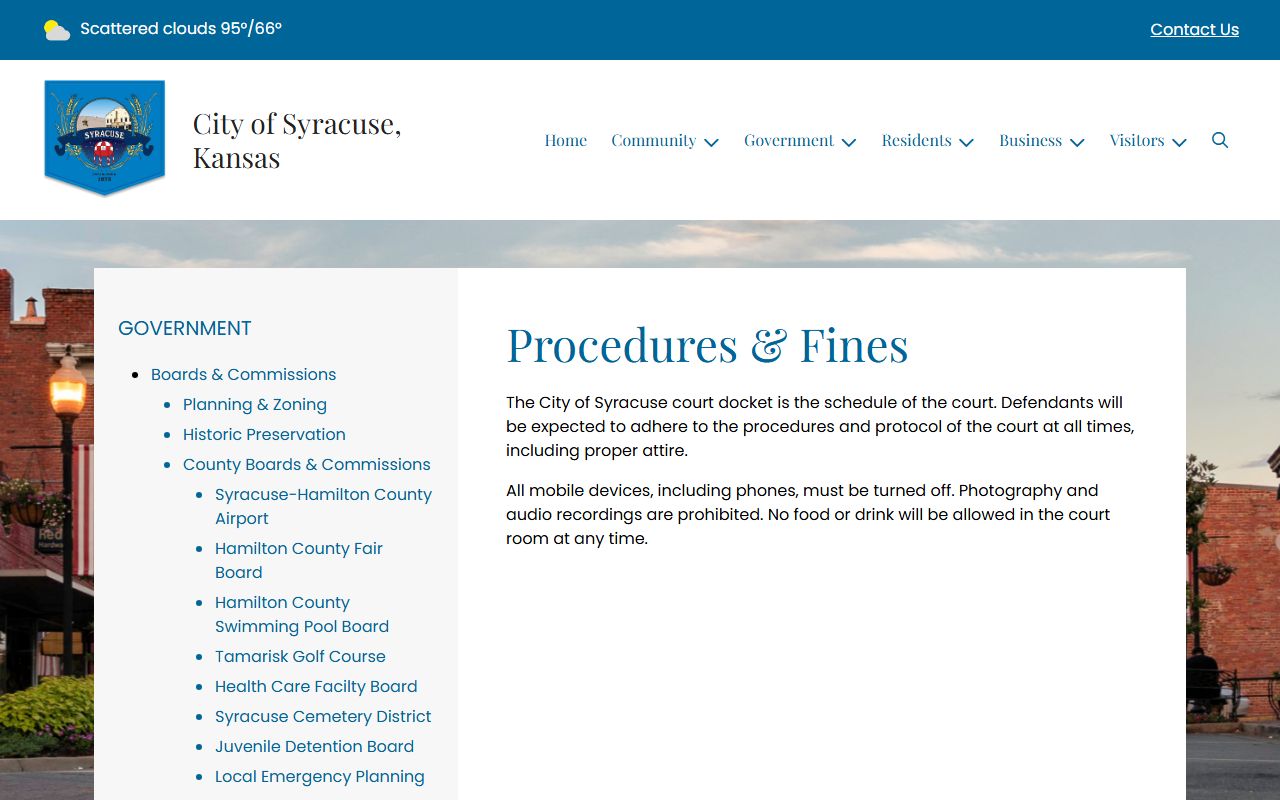 Hamilton County court dockets Syracuse Municipal Court procedures