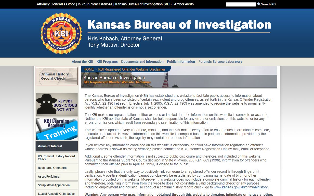 Hamilton County criminal court records KBI registered offender source