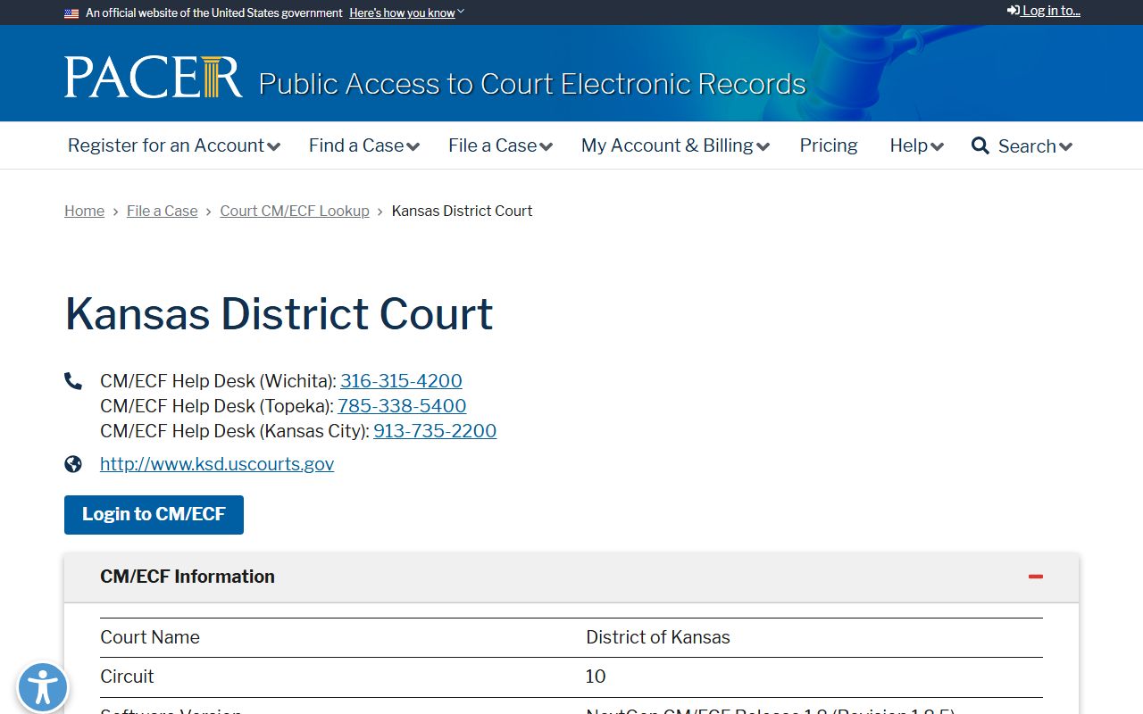 Hamilton County criminal court records PACER District of Kansas lookup