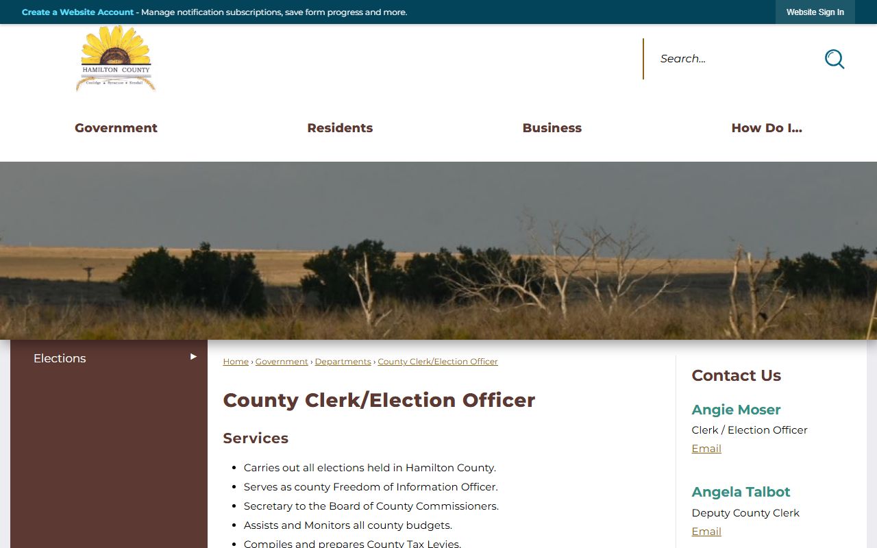 Hamilton County court records County Clerk page