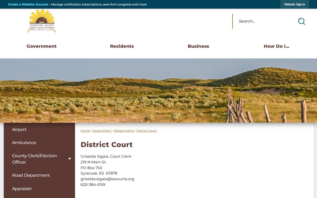Hamilton County court records District Court county page