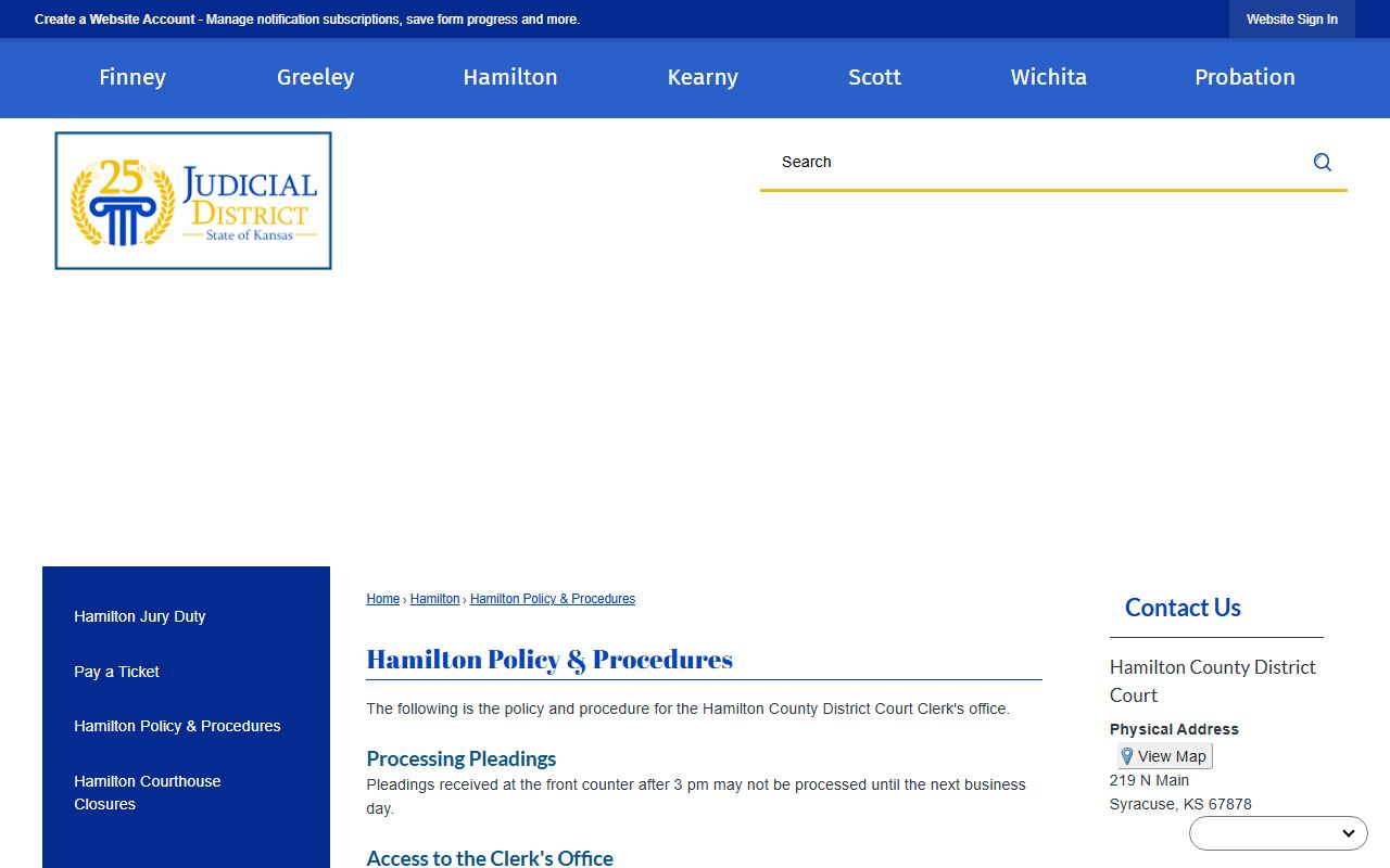 Hamilton County court records policy and procedures page