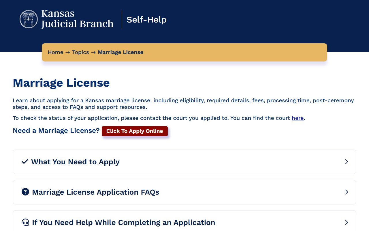 Hamilton County marriage records Kansas marriage license self-help page
